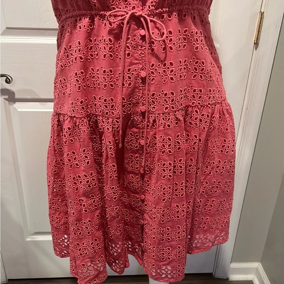 J.Crew Anguilla mini pink eylet linen blend halter dress size 18 NWT - Picture 6 of 12